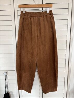 Faux Suede Barrel Pants
